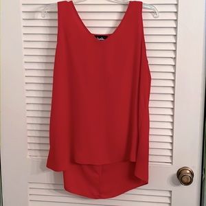By & By Women’s Cute Red XL Shell/Tank Top Fluttery Keyhole Back 100% Polyester
